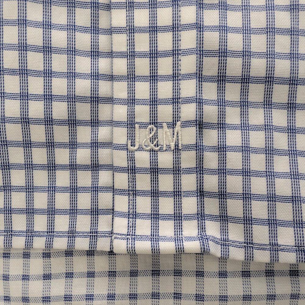 JOHNSTON & MURPHY Shirt Men's L XC4 Blue Plaid Extreme Comfort Long Sleeve - Picture 7 of 13
